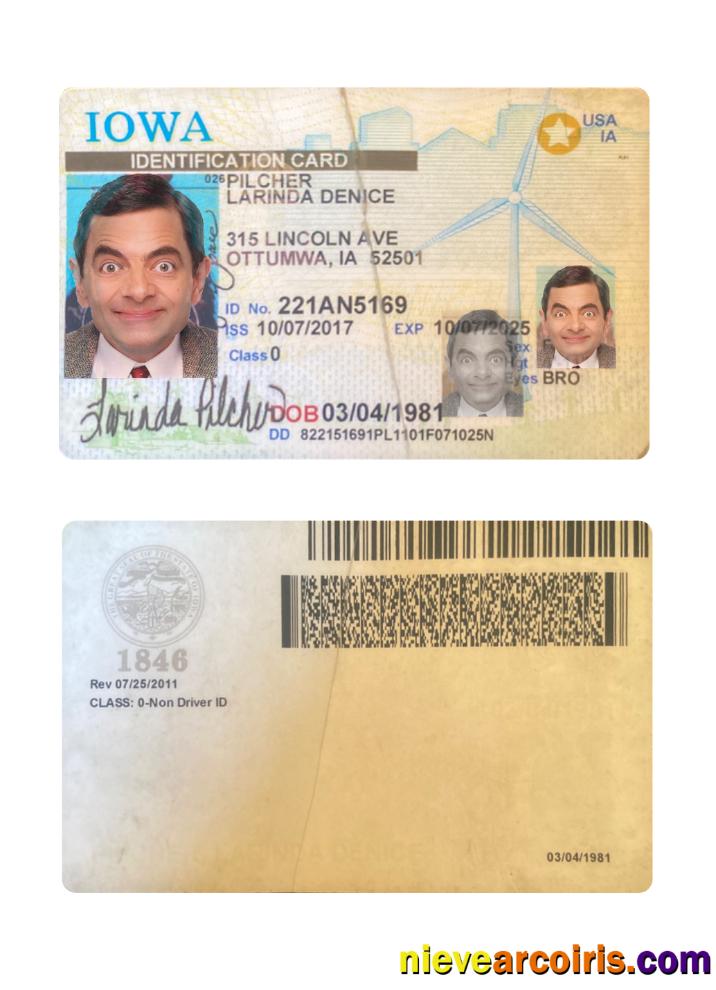 USA Iowa ID card